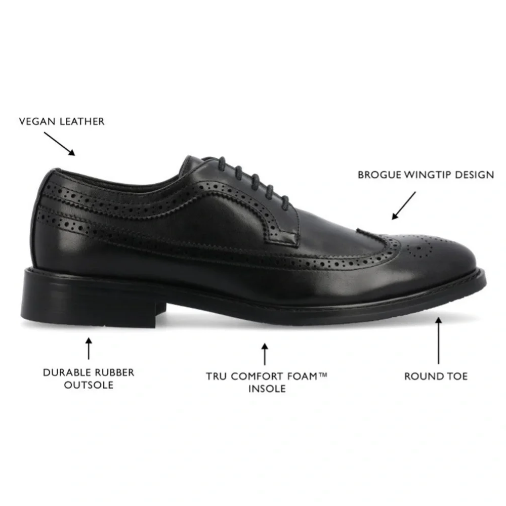 Vance Co. Gordy Tru Comfort Foam Wingtip Lace-up Dress Shoe, Black 10.5 new
